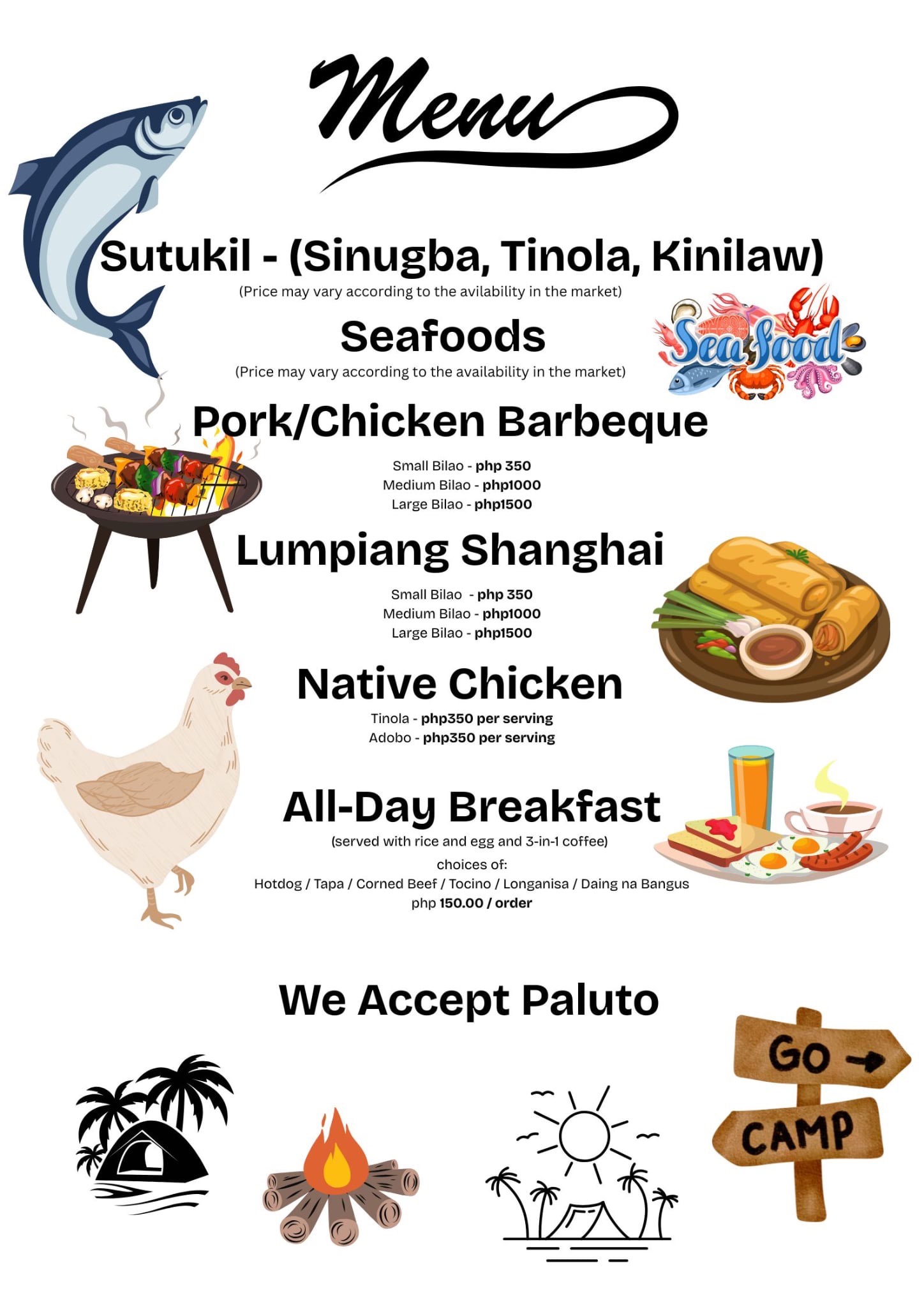 Basic food menu